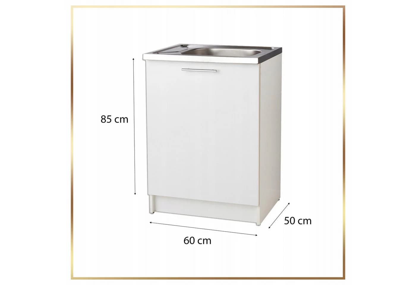 STAMAR Spülenschrank 60cm Weiß Deante Edelstahlspüle - Bild 5