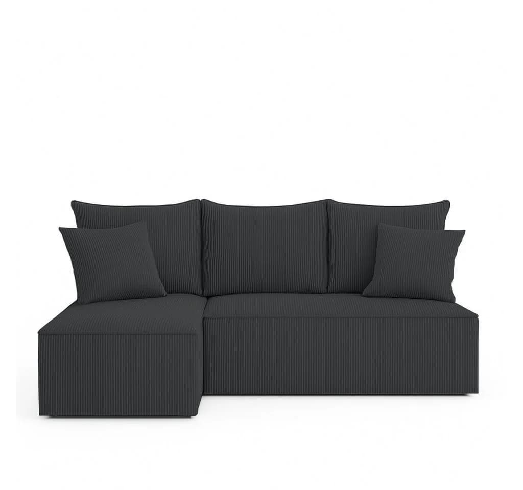 NACANAPA Ecksofa VELO S mit Schlaffunktion und Bettzeug-Container Schwarz - Bild 2