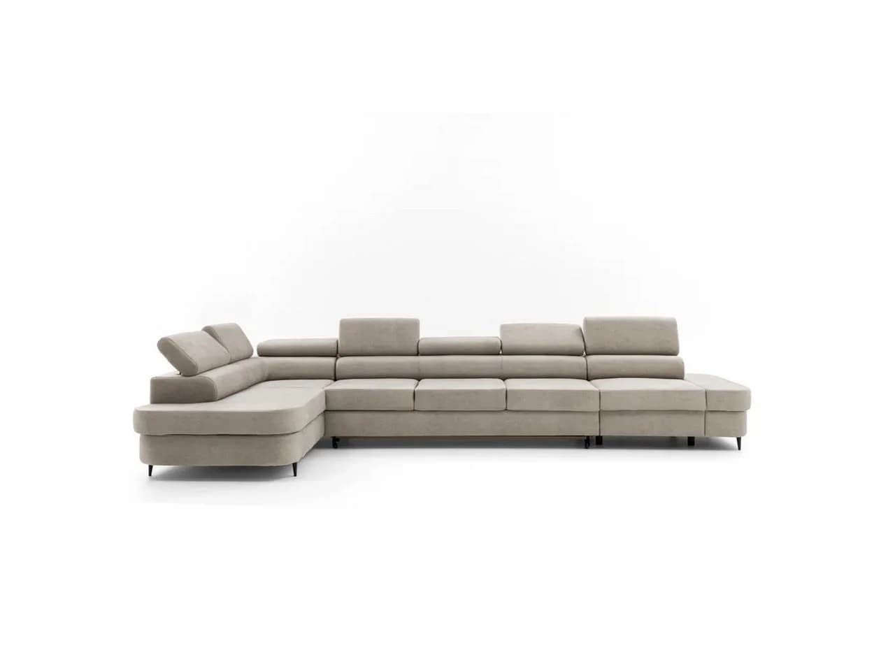 Muffo Ecksofa PRIAM XXL Beige Schlaffunktion Bettzeugbehälter