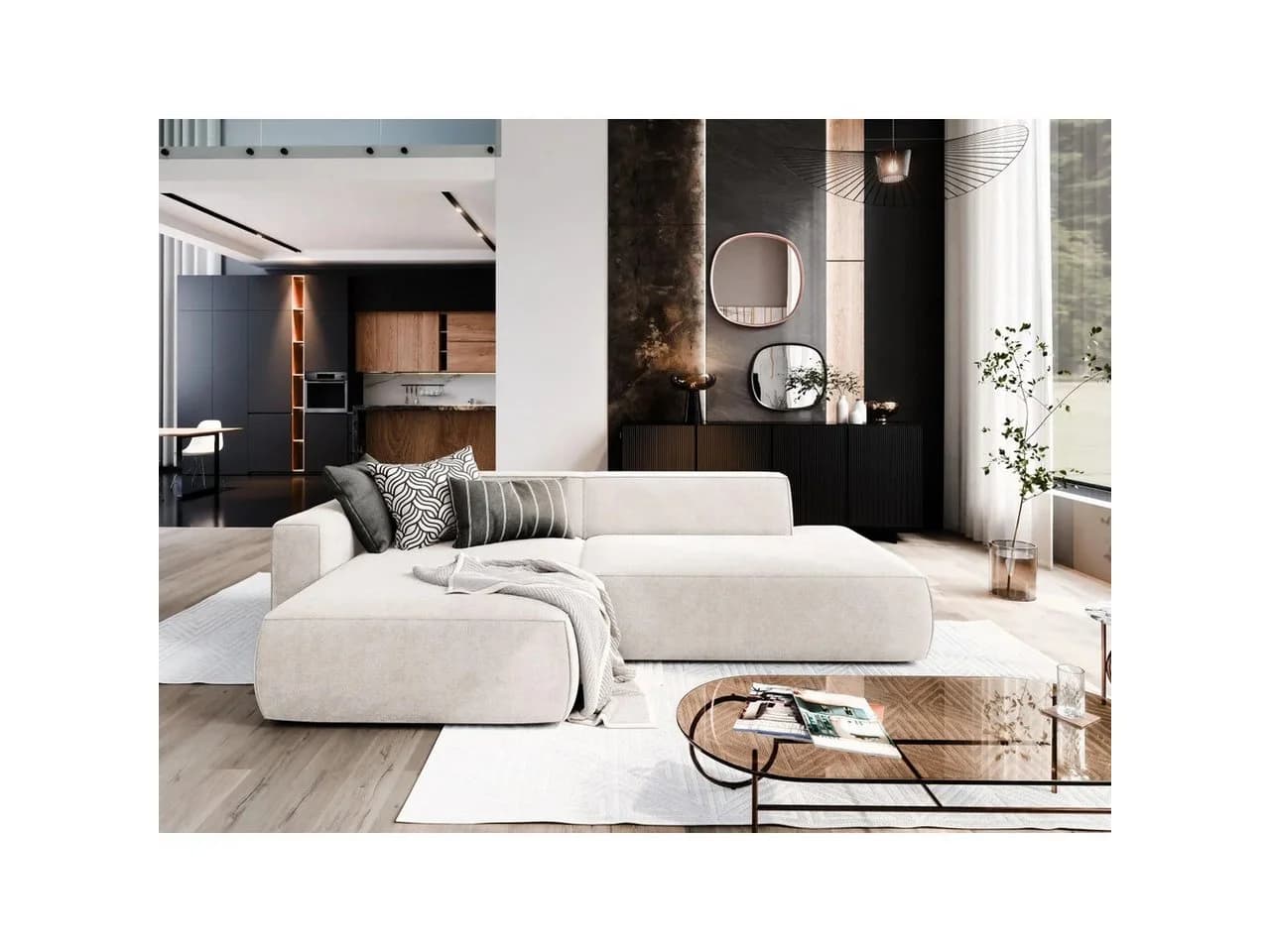 Muffo Ecksofa Dream Set 2, Gewellte Feder, Modularer Aufbau, HR-Schaum