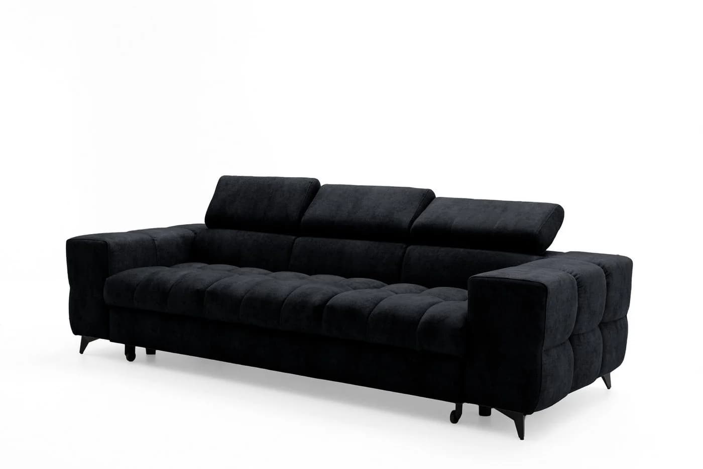 Muffo Sofa Pudding 3 Schwarz Schlaffunktion verstellbare Kopfstützen
