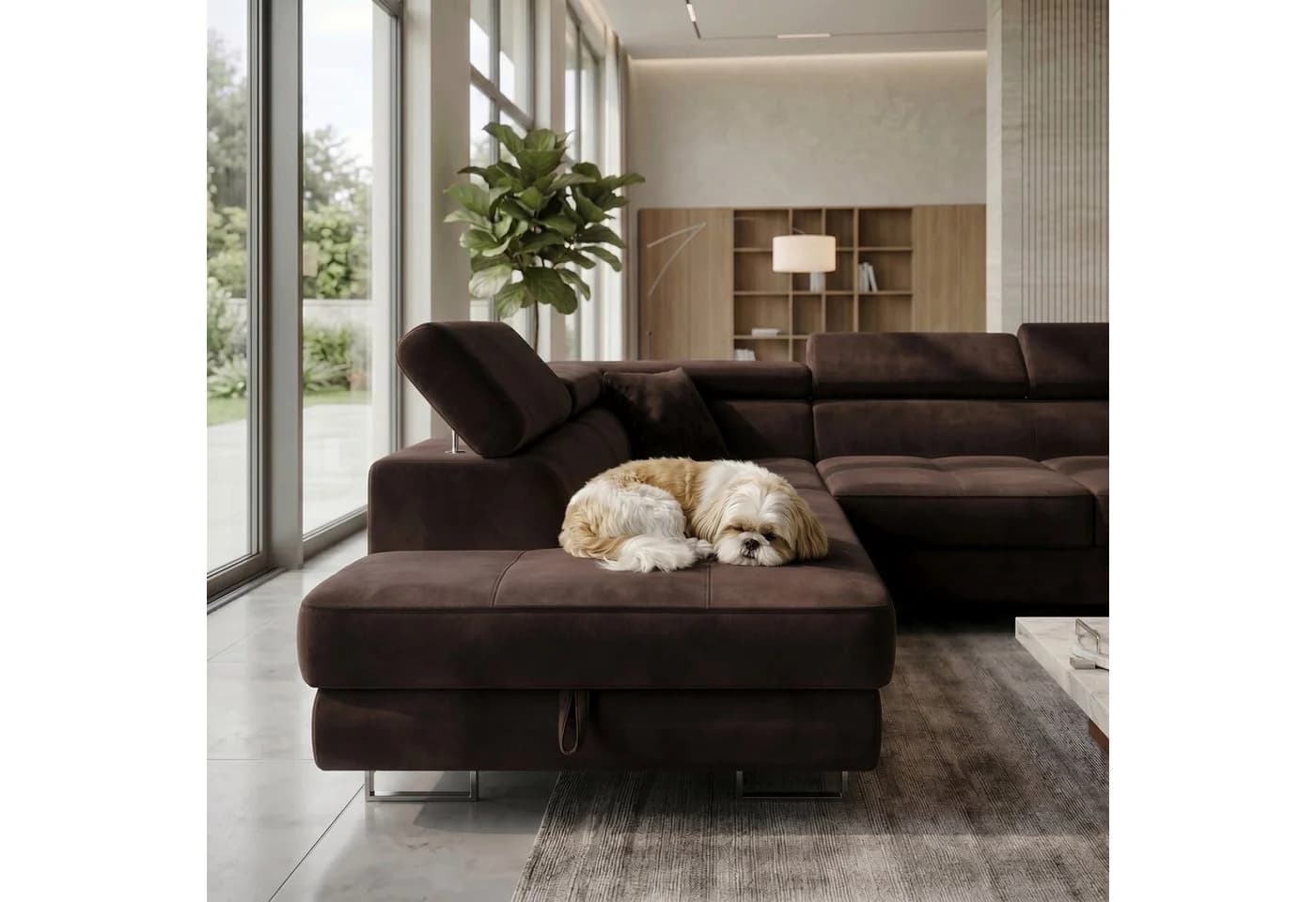 Muffo Ecksofa WILD Maxi U2 Braun mit Schlaffunktion und Bettkasten - Bild 3
