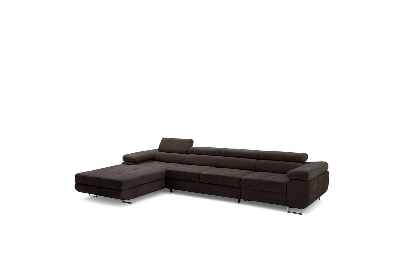 Muffo Ecksofa Alonzo Maxi L-Form Braun Chenille Schlaffunktion - Bild 5
