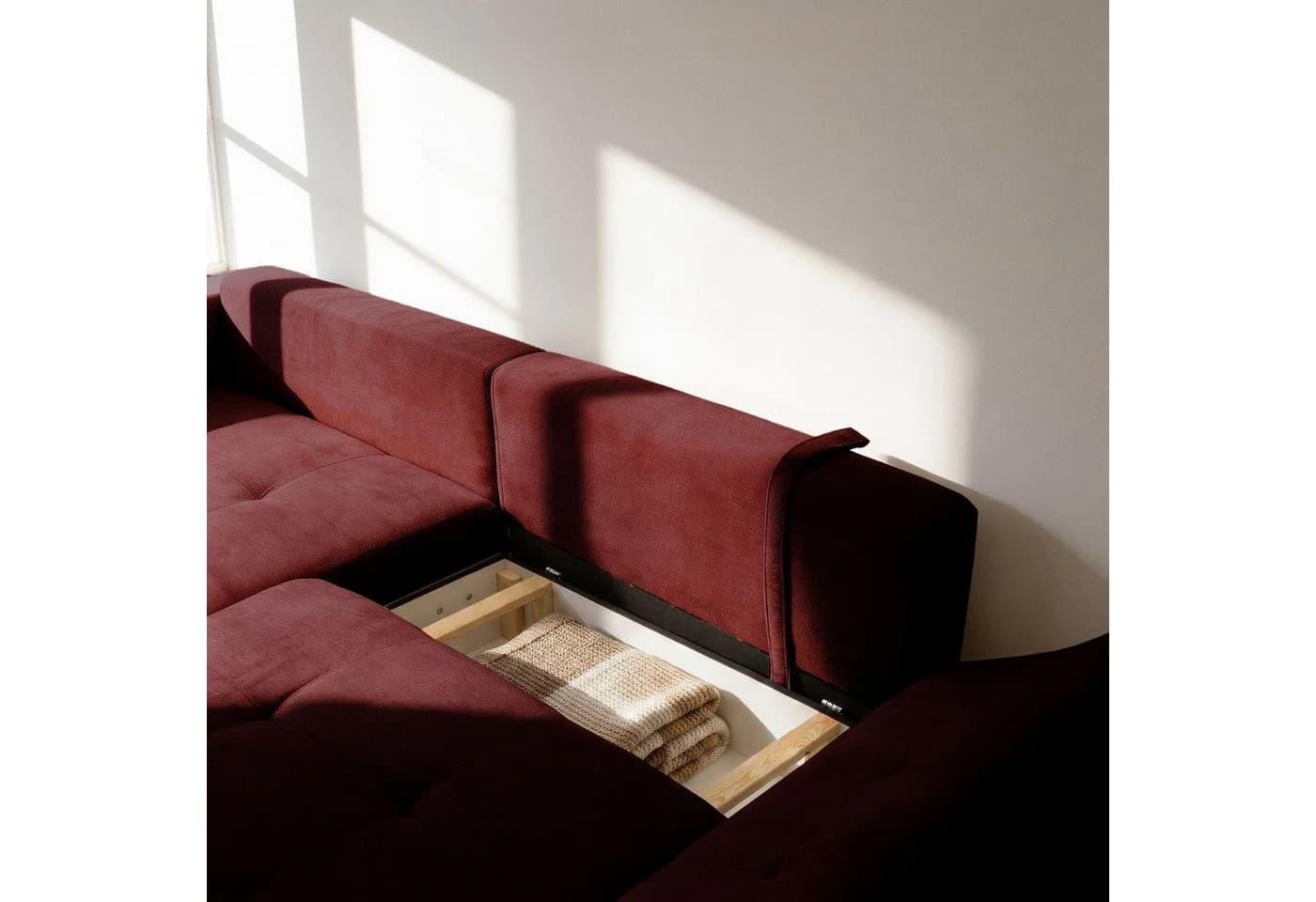 Muffo Ecksofa NICE Chenille mit Schlaffunktion & Bettwäschebehälter - Bild 3