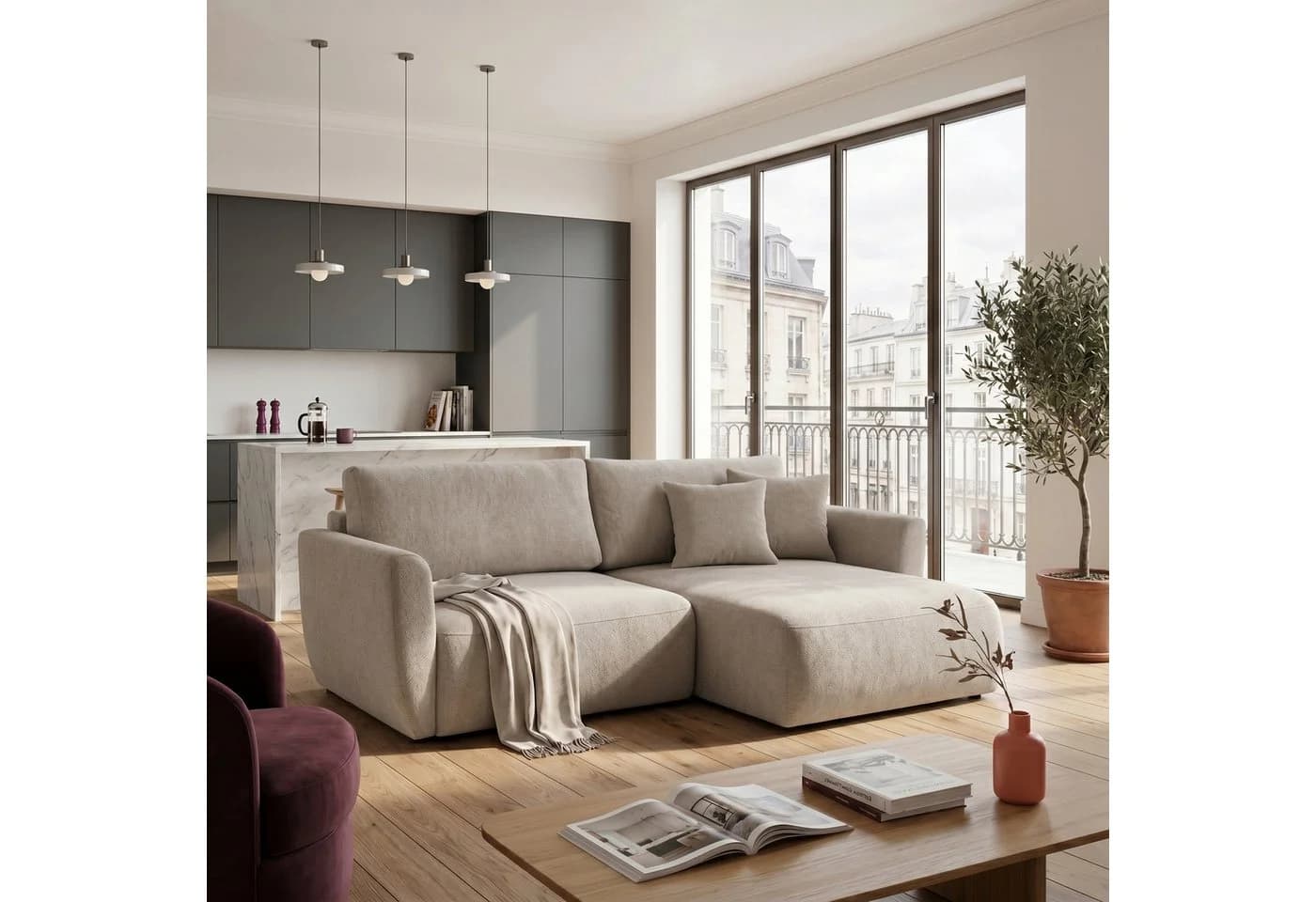 Muffo Ecksofa Bella Beige mit Schlaffunktion und Bettkasten - Bild 2