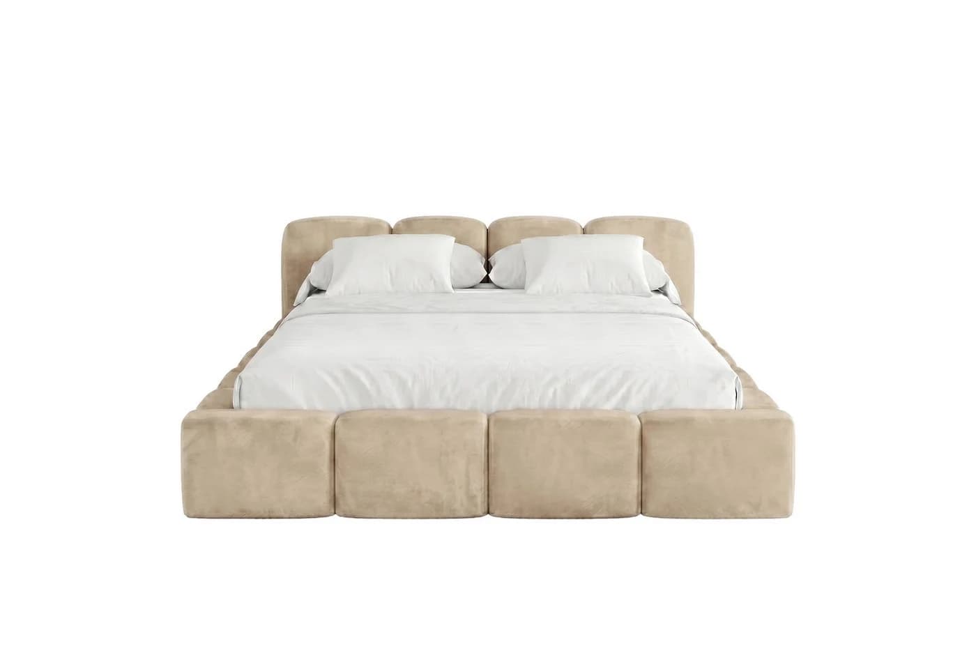 Muffo Polsterbett Sueno Beige Samt mit Bettkasten - Bild 3