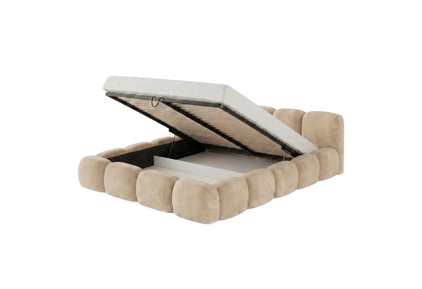 Muffo Polsterbett Sueno Beige Samt mit Bettkasten - Bild 5