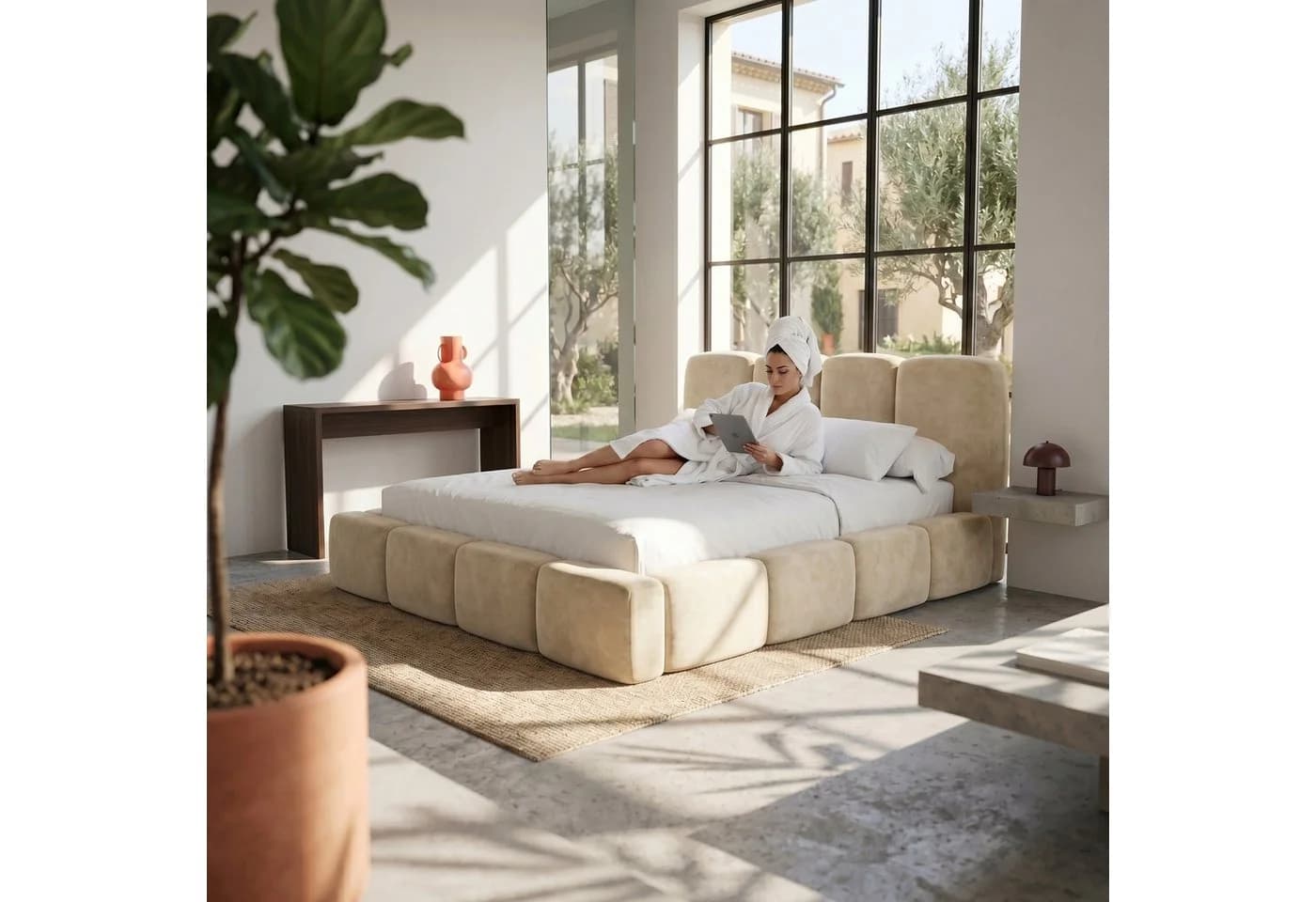 Muffo Polsterbett SUENO MAXI Beige mit Bettkasten - Bild 2