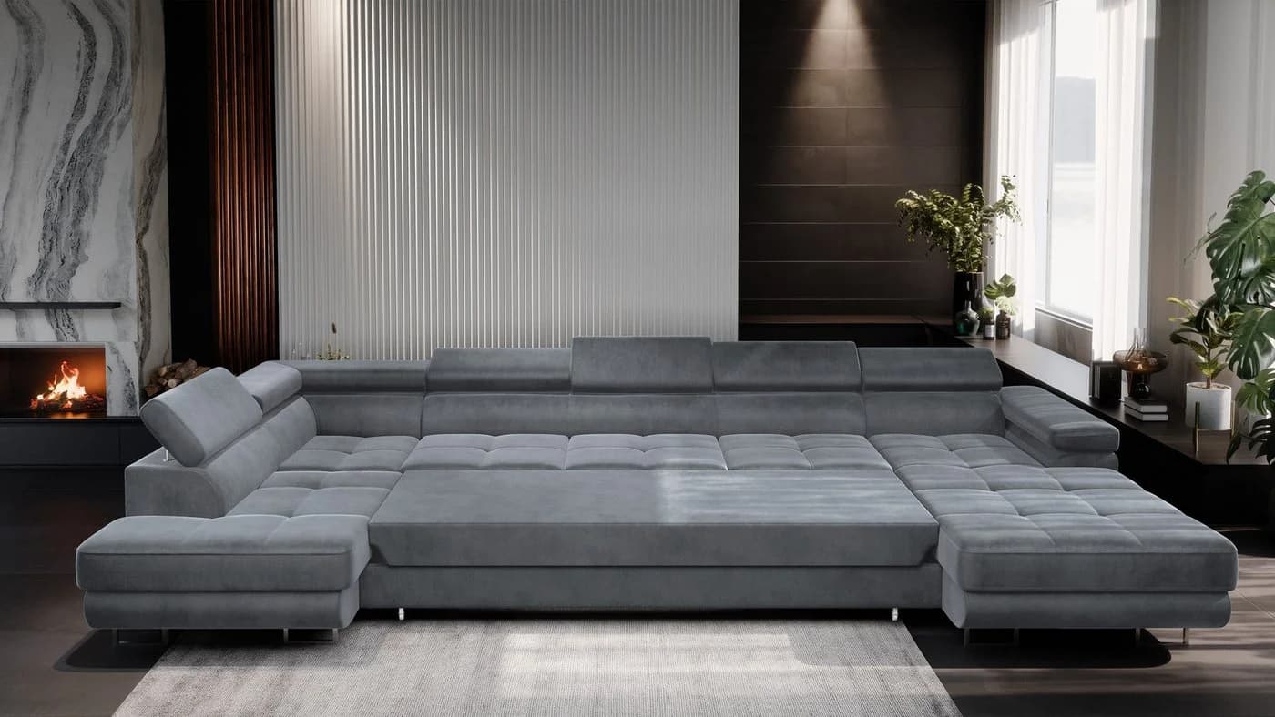 Muffo Ecksofa WILD U MAXI grau mit Bettkasten & Schlaffunktion - Bild 3