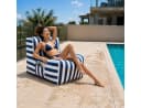 Muffo Outdoor Sitzsack SOFT mit Rückenlehne blau gestreift Bild 1