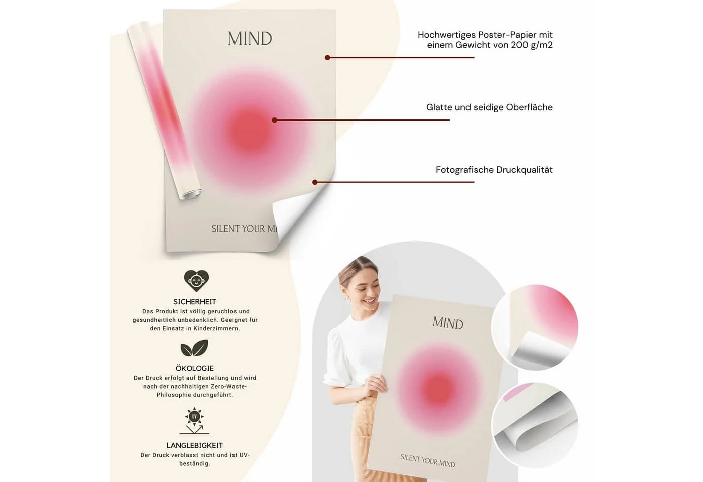 Muralo Poster Abstrakt 4er-Set Bunt Ohne Rahmen - Bild 4