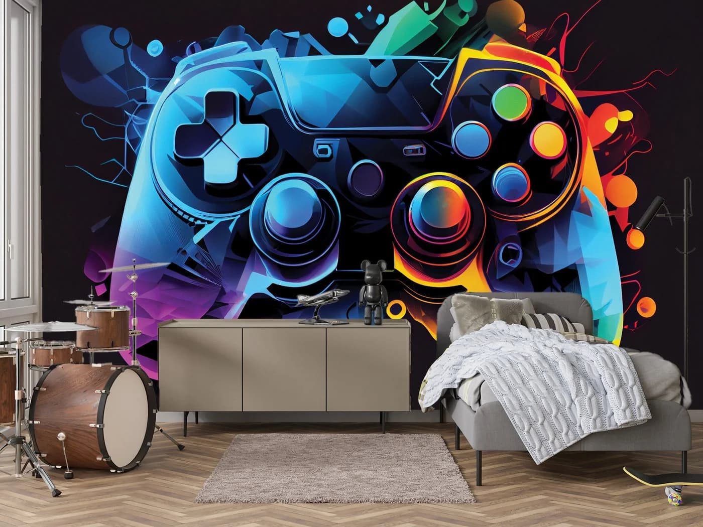 Muralo Vliestapete Gaming-Controller Neonfarben Glatt - Bild 5