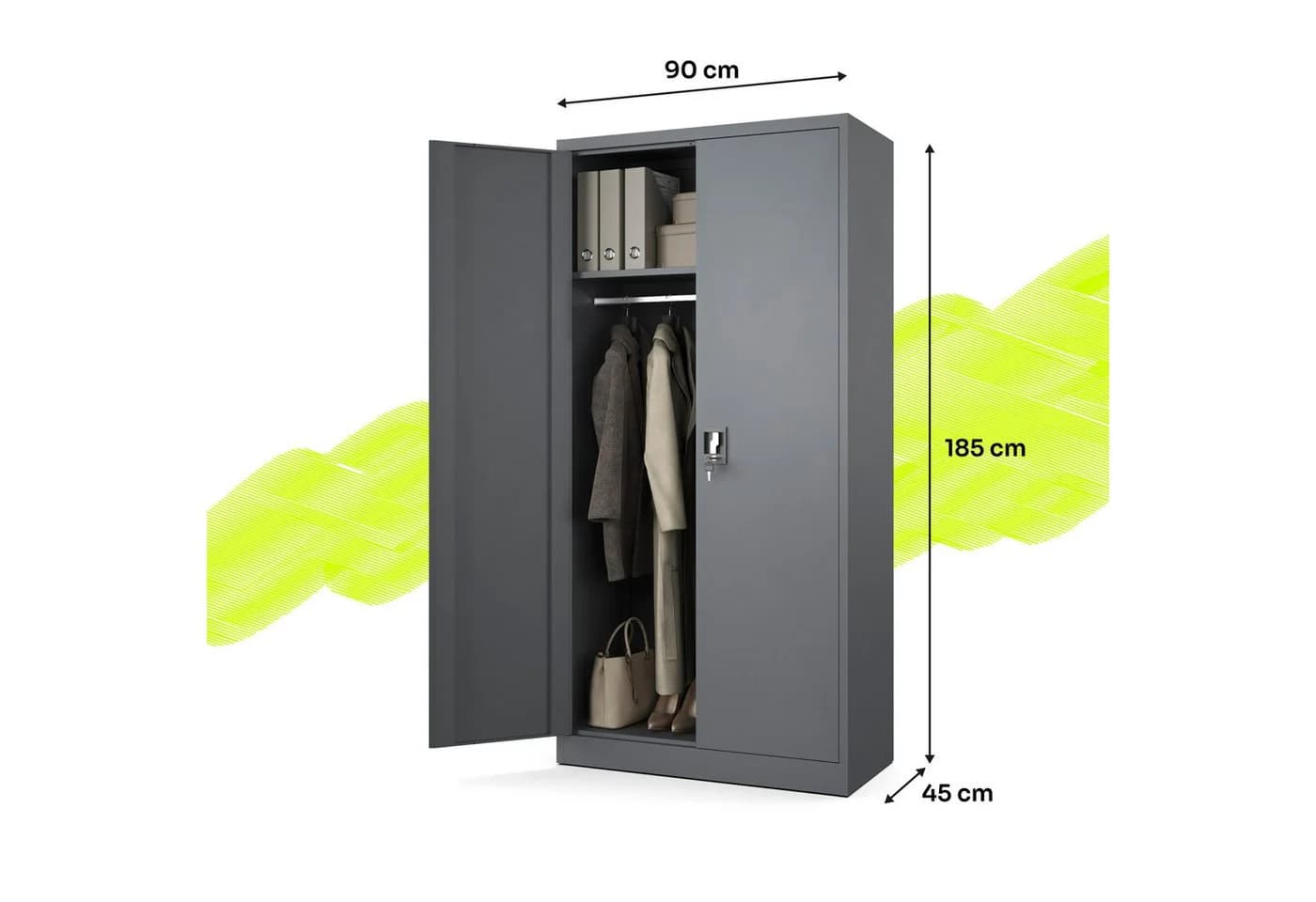 Muralo Aktenschrank Metallschrank Anthrazit mit Dreipunktschloss