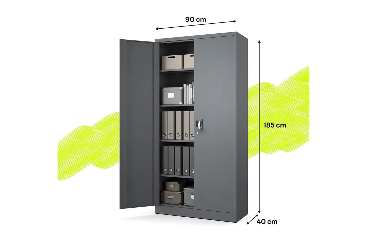 Muralo Aktenschrank Metallschrank Anthrazit mit Schloss - Bild 3