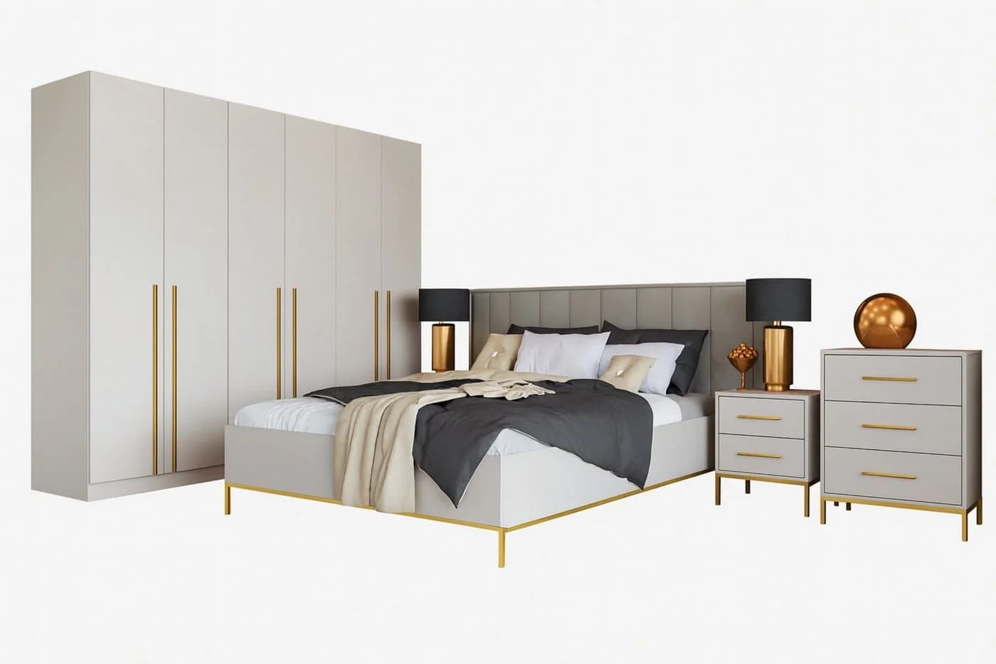 Deine Möbel 24 Schlafzimmer-Set MIRELO Komplettschlafzimmer in Cashmere - Bild 2