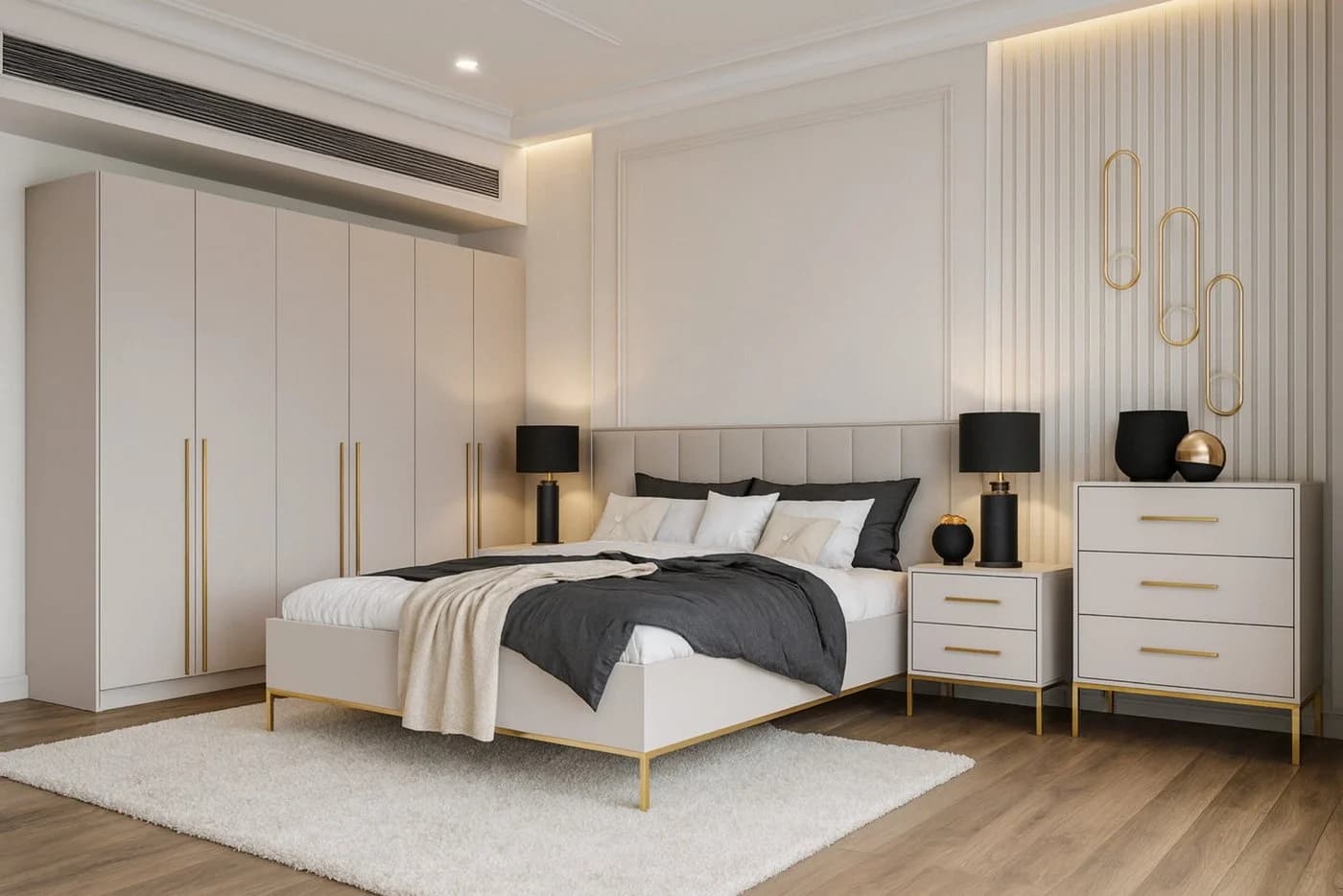 Deine Möbel 24 Schlafzimmer-Set MIRELO 5-tlg. Komplettschlafzimmer Cashmere