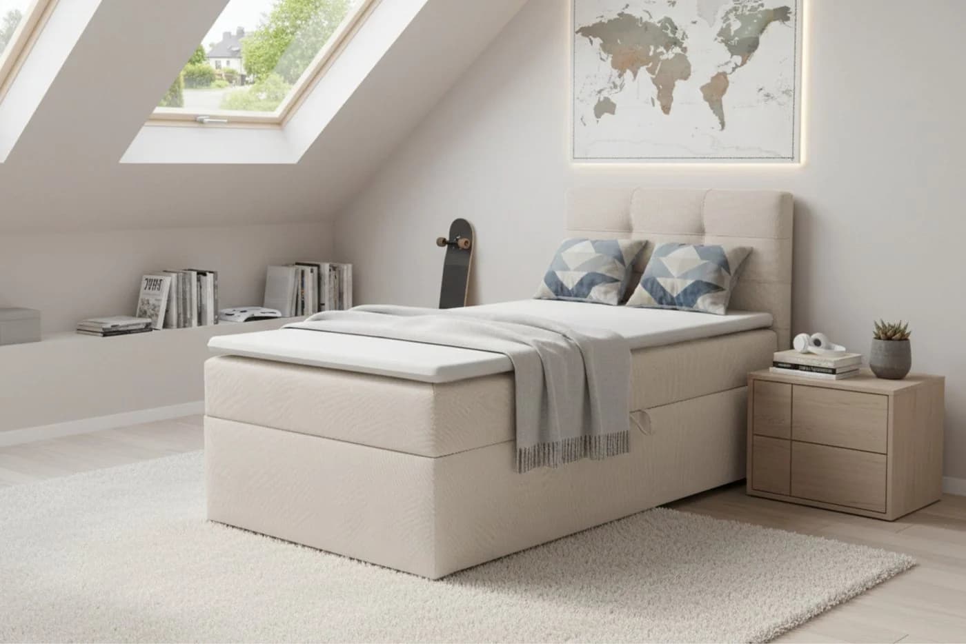 Deine Möbel 24 Boxspringbett FLO mit Bettkasten und Matratzenwahl