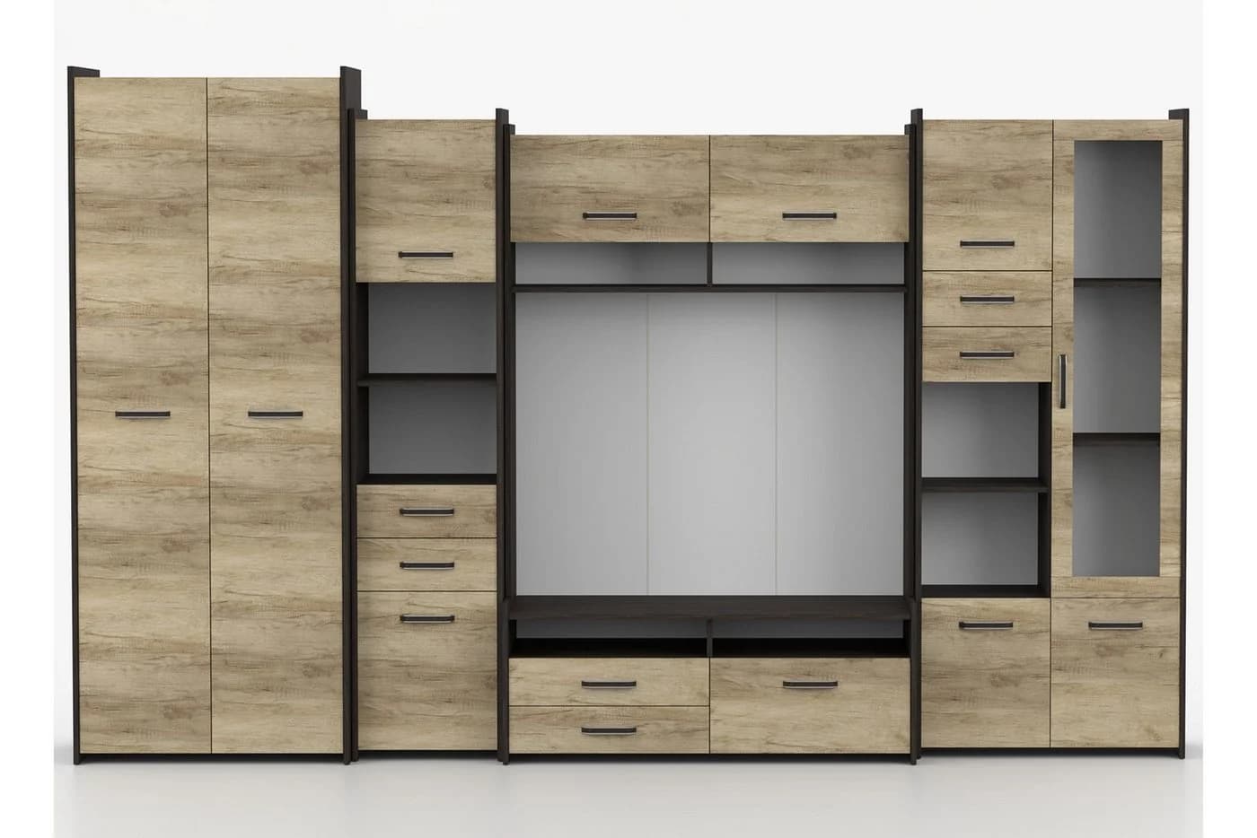 Deine Möbel 24 Wohnwand MAURO S 310 cm Eiche Canterbury / Country Grey Modern - Bild 2