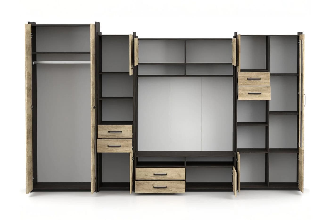 Deine Möbel 24 Wohnwand MAURO S 310 cm Eiche Canterbury / Country Grey Modern - Bild 4