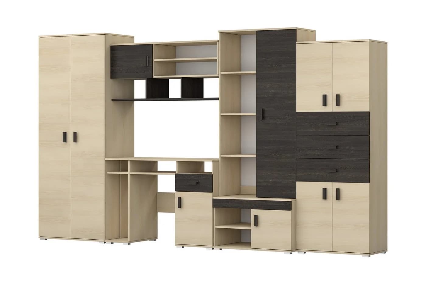 NICO Wohnwand 350 cm mit Schreibtisch Esche Eiche Canterbury - Bild 4