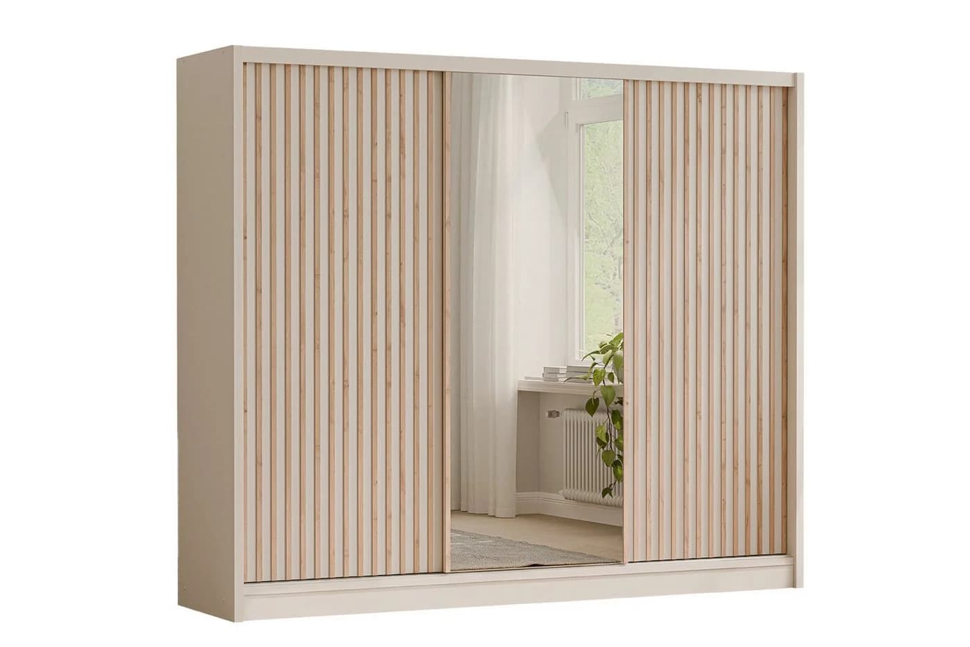 Deine Möbel 24 Schwebetürenschrank NEW YORK LUX mit Spiegel und Lamellen - Bild 2