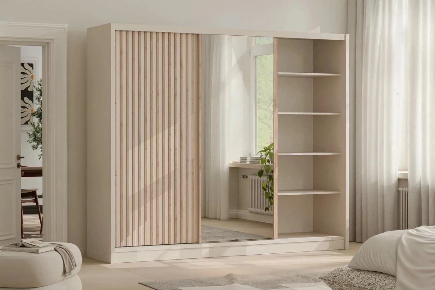 Deine Möbel 24 Schwebetürenschrank NEW YORK LUX mit Spiegel und Lamellen - Bild 3