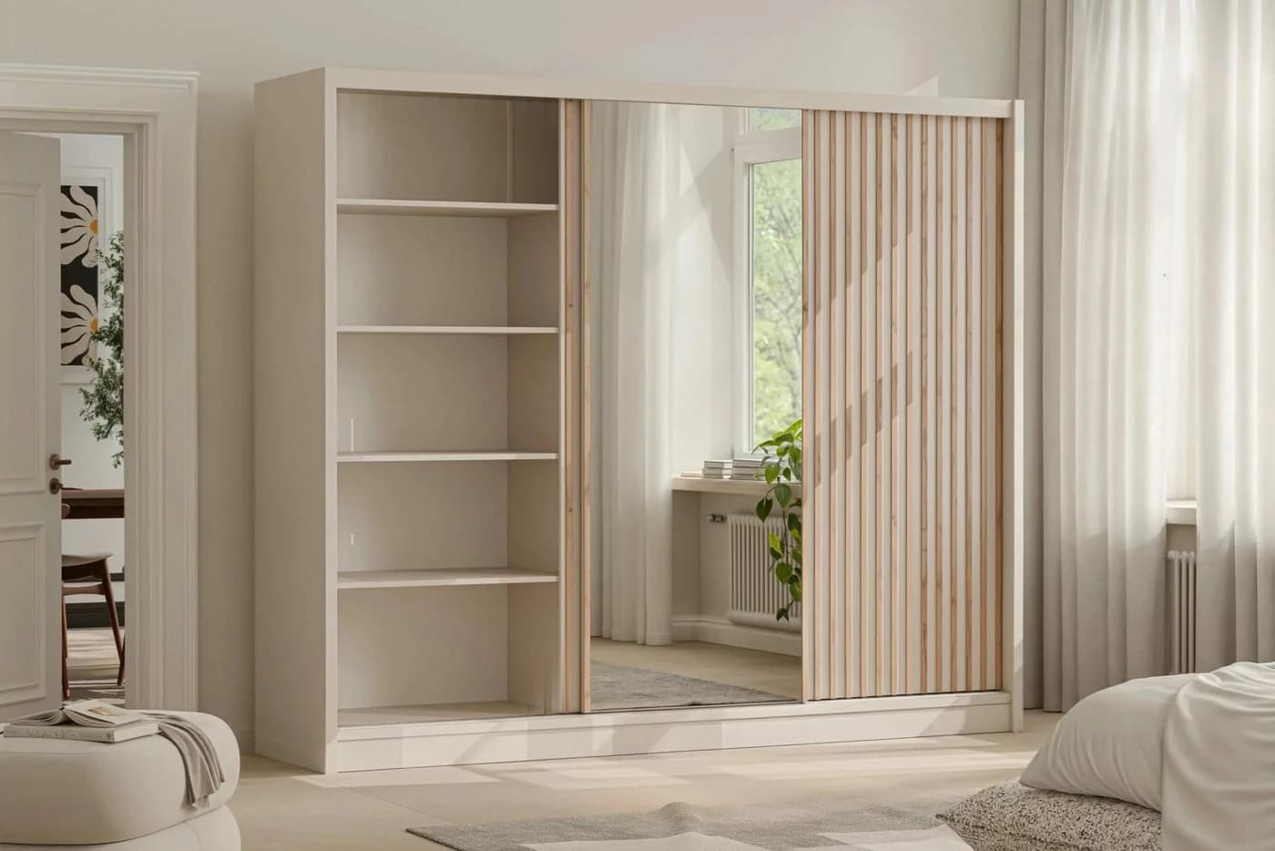 Deine Möbel 24 Schwebetürenschrank NEW YORK LUX mit Spiegel und Lamellen - Bild 4