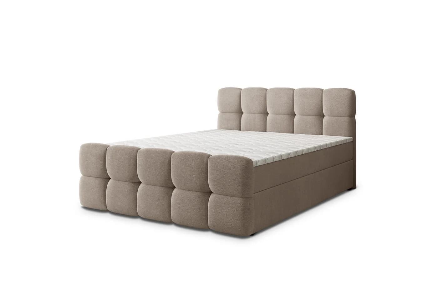 Masseno Boxbett BRUME Beige mit Bonell-Matratze und Topper