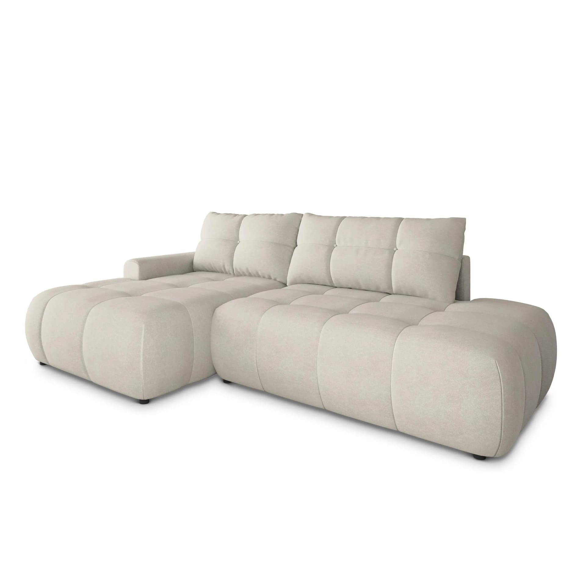 Ecksofa FLUMA CL L-S Creme Samt mit Schlaffunktion