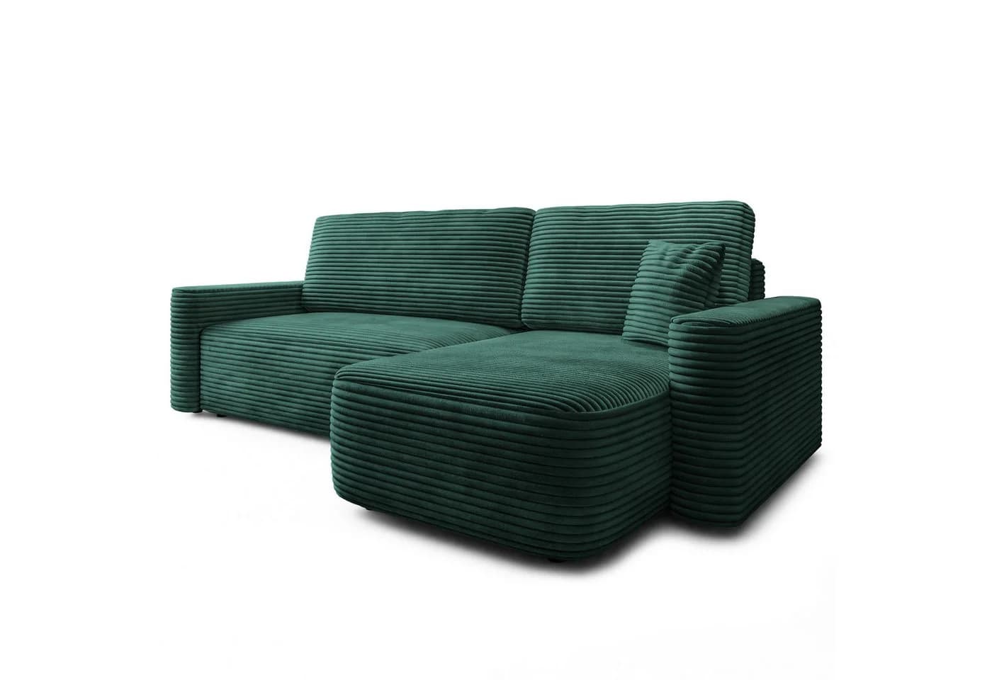 Masseno Ecksofa NERI L-Form mit Schlaffunktion und Bettkasten Grün