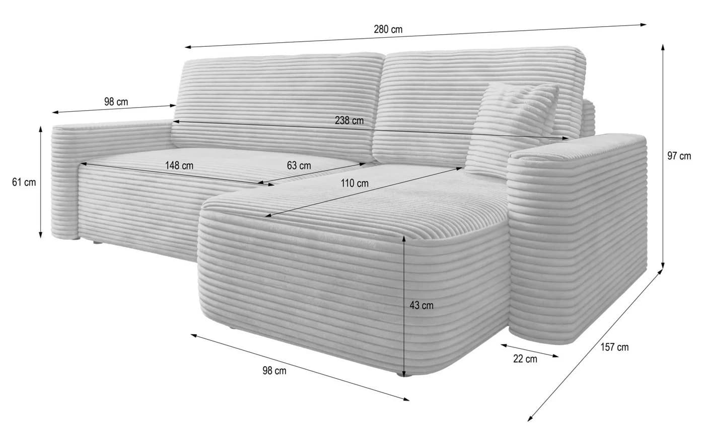 Masseno Ecksofa NERI L-Form mit Schlaffunktion und Bettkasten Grün - Bild 5