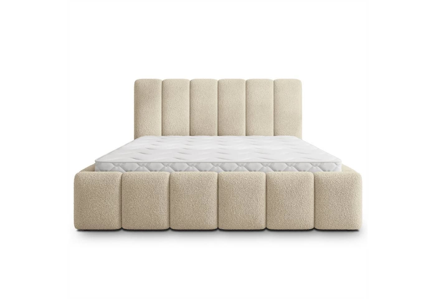 Masseno Polsterbett RANIS Beige mit Bettkasten und Lattenrost - Bild 5