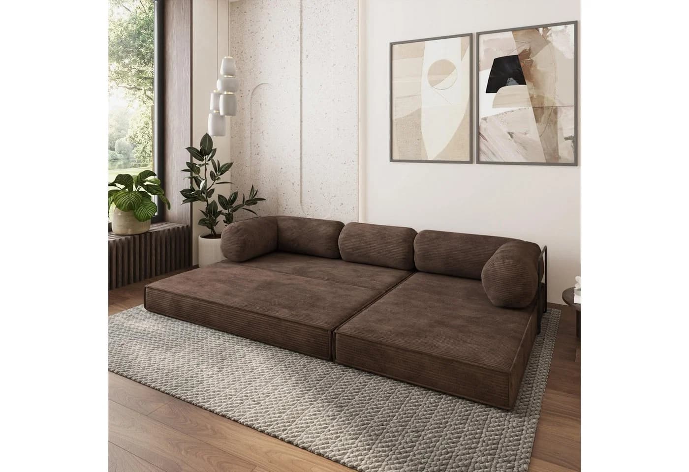 Masseno Ecksofa ETERA Braun mit Schlaffunktion - Bild 3