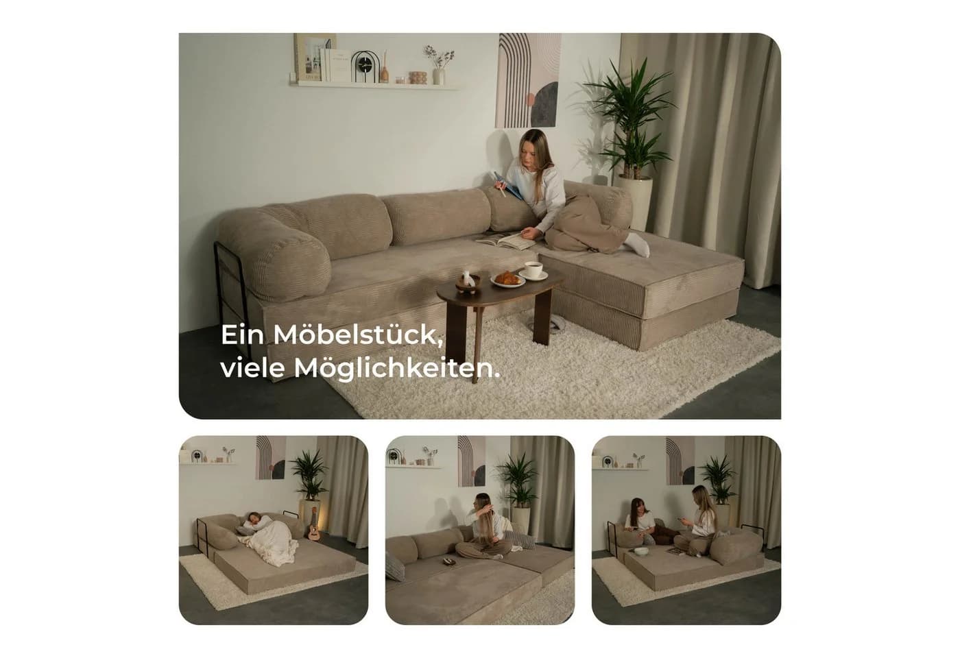 Masseno Ecksofa ETERA Braun mit Schlaffunktion - Bild 4