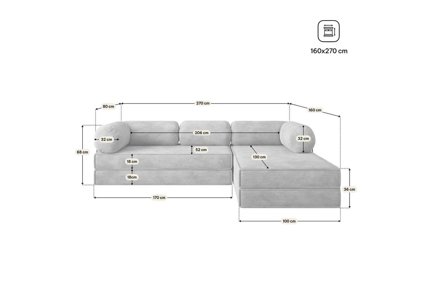 Masseno Ecksofa ETERA Braun mit Schlaffunktion - Bild 5