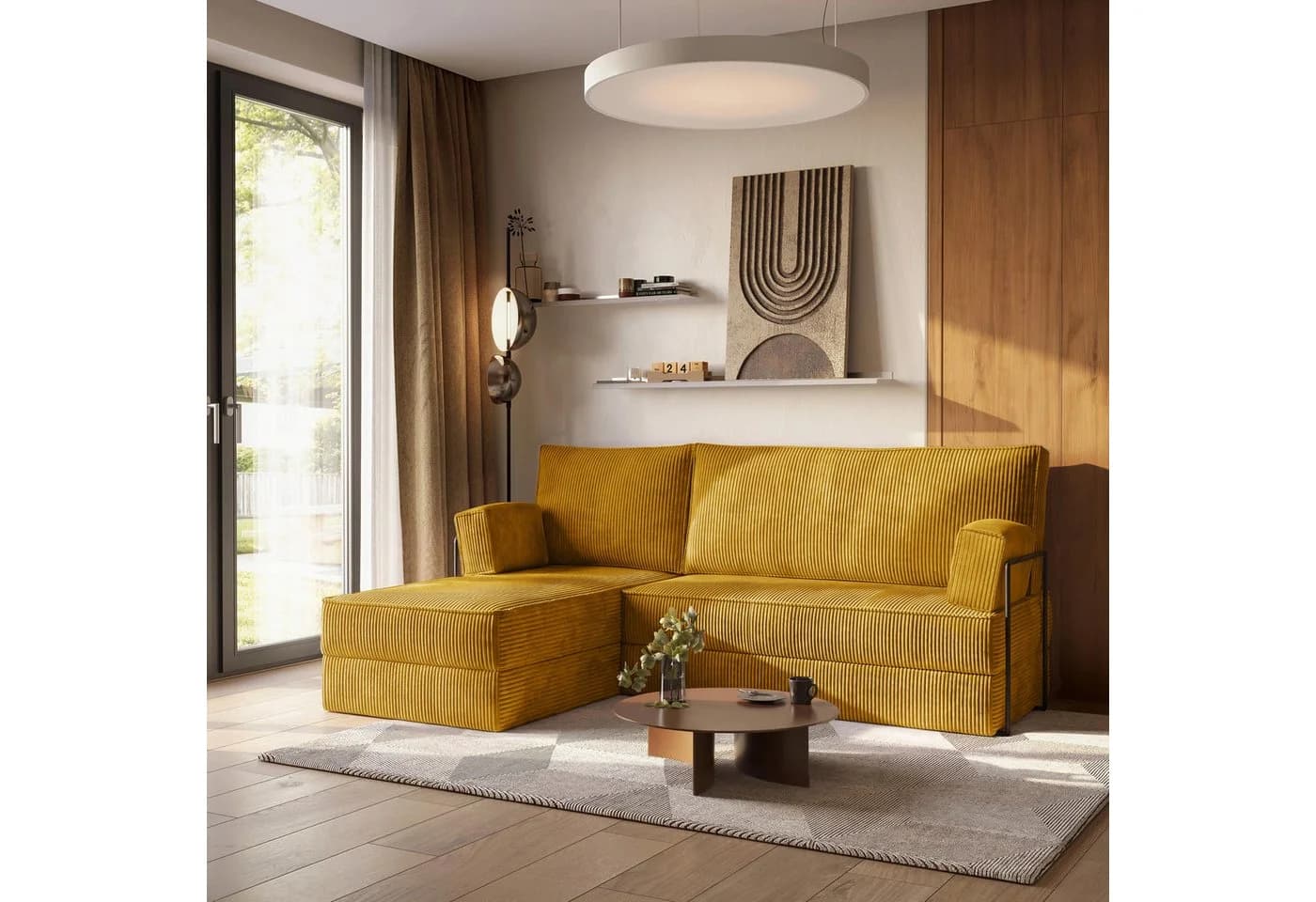 Masseno Ecksofa NOTIA mit Schlaffunktion Gelb