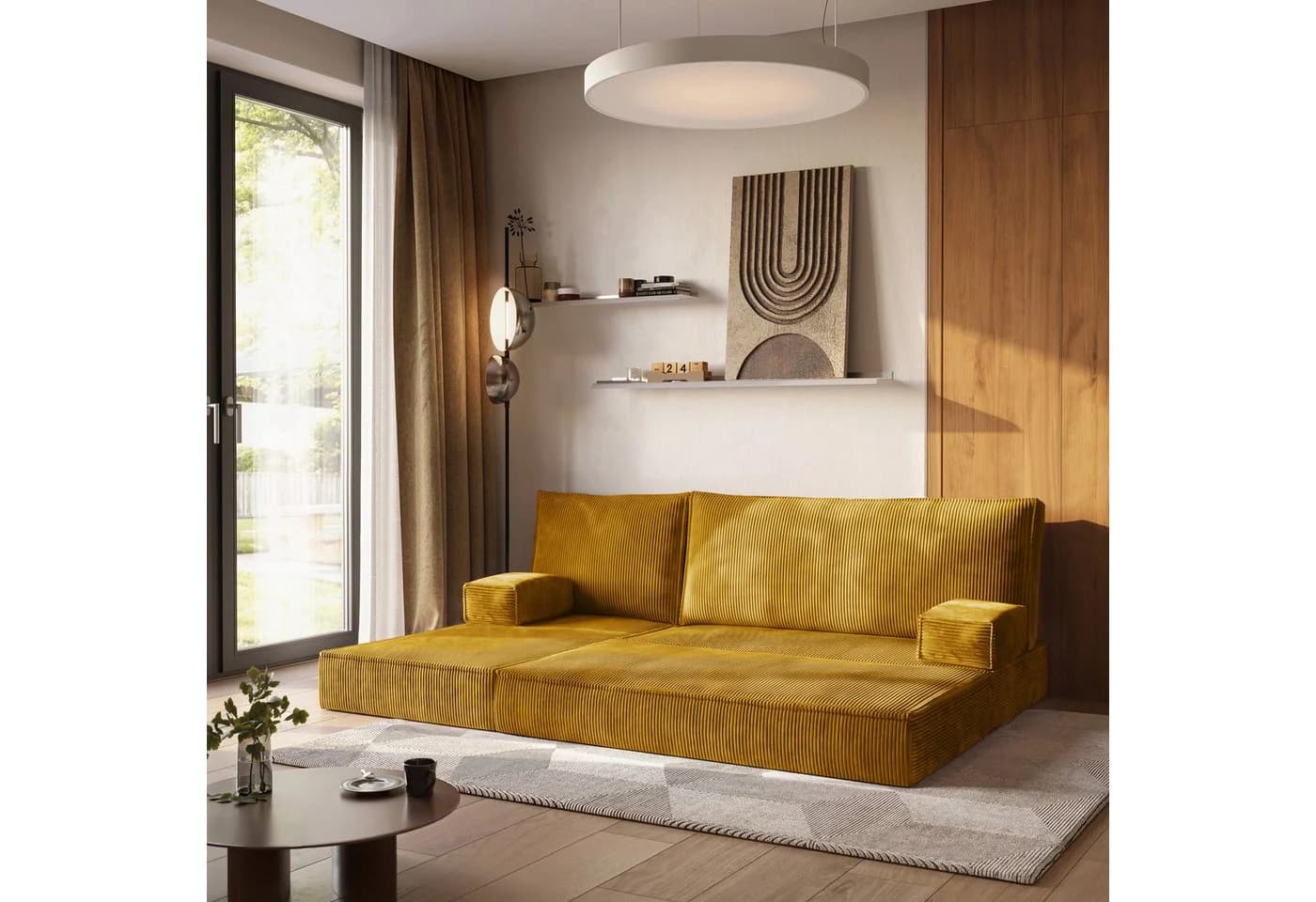 Masseno Ecksofa NOTIA mit Schlaffunktion Gelb - Bild 3