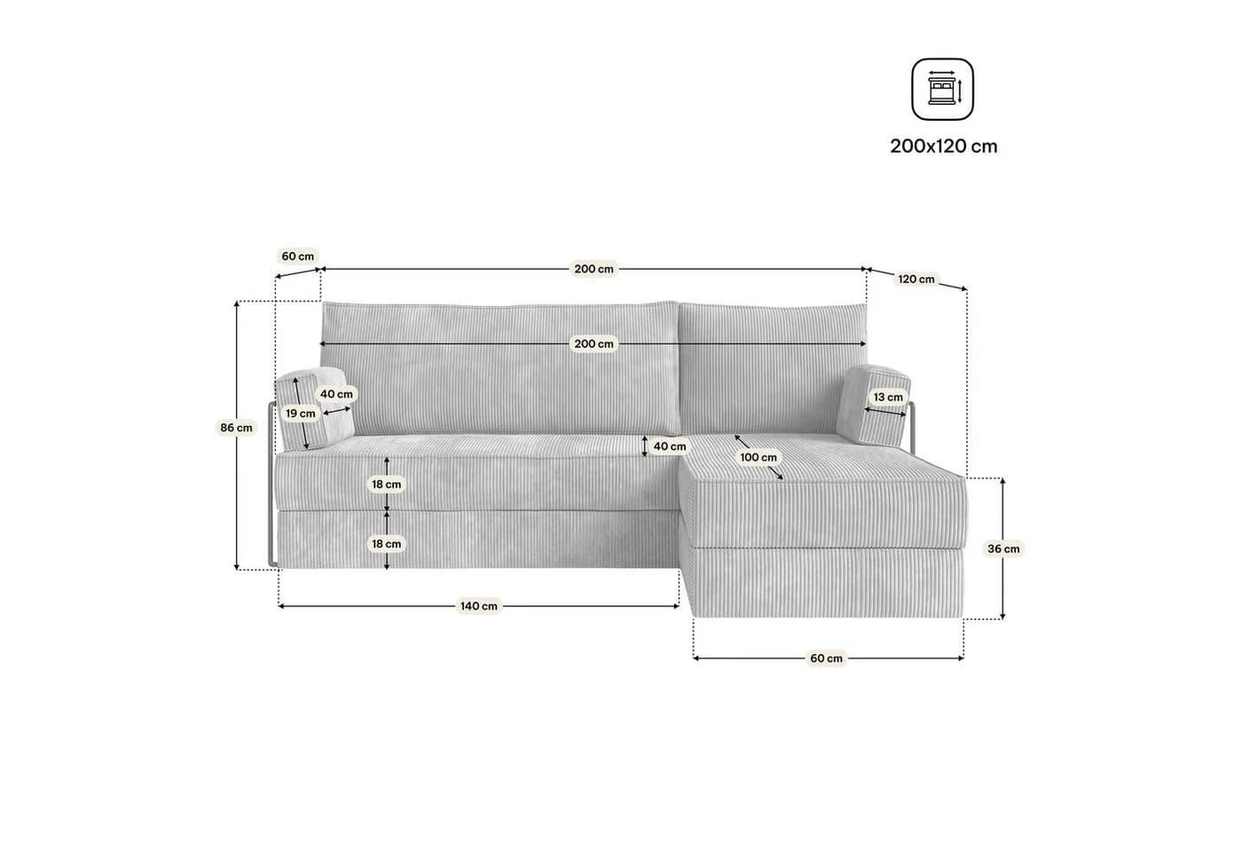 Masseno Ecksofa NOTIA mit Schlaffunktion Gelb - Bild 4