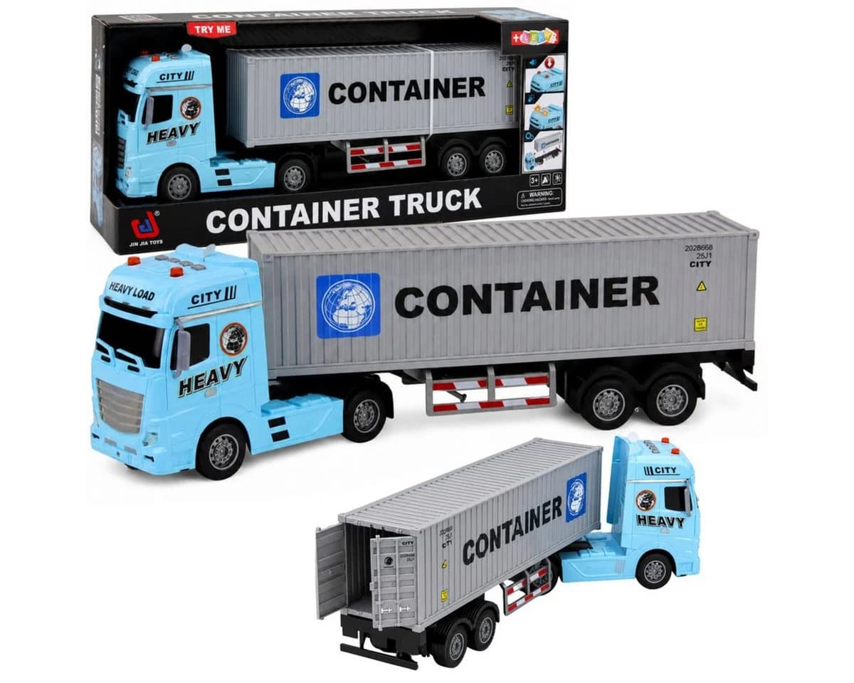Blaues Spielzeug-LKW mit Container, Türen & Sound