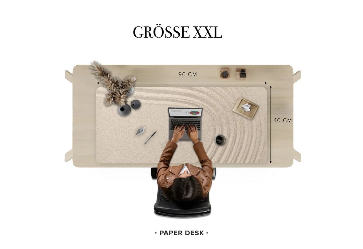 PAPER DESK Schreibtischunterlage XXL Beige 90x40cm - Bild 5