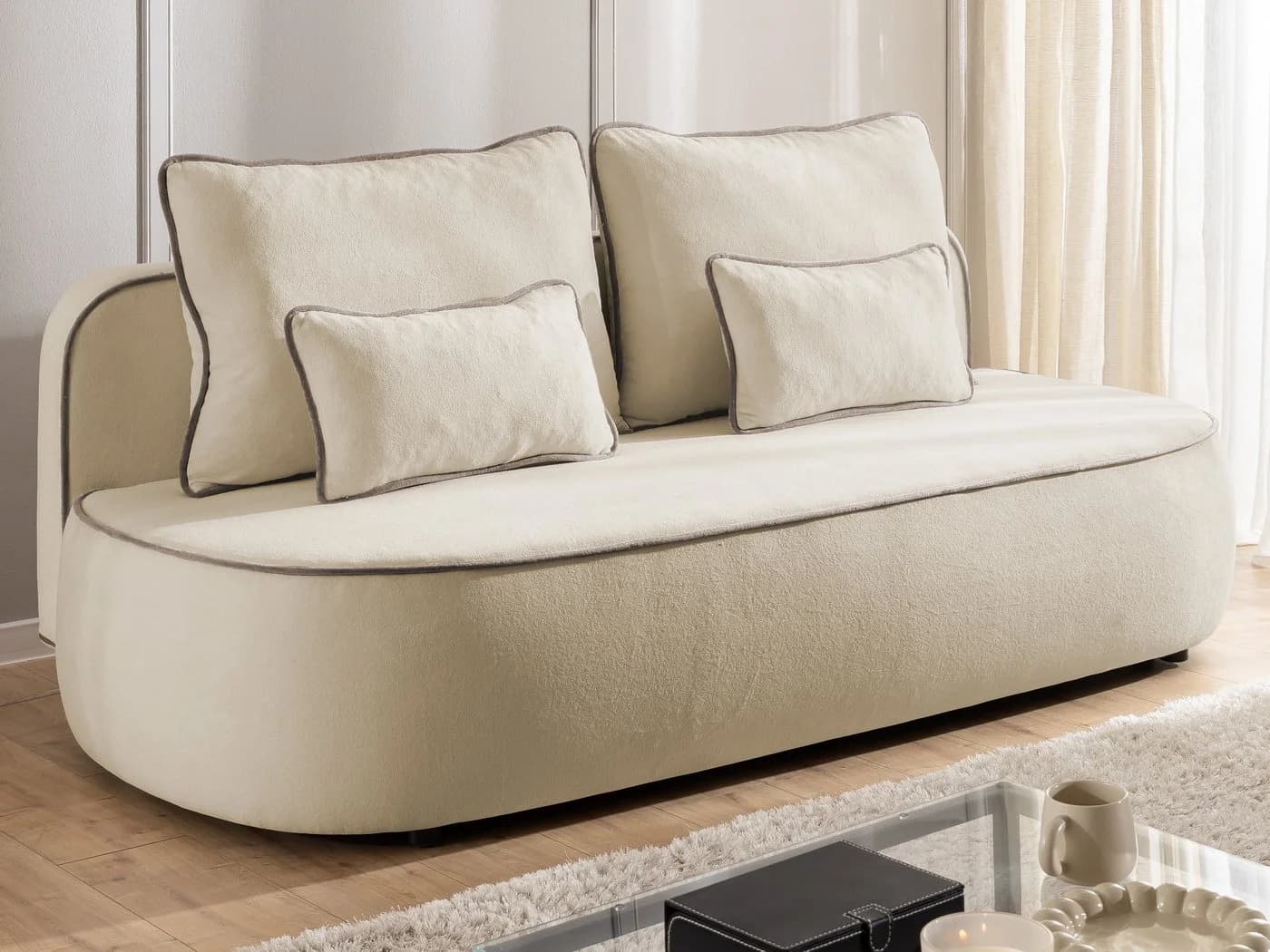 S-Style Schlafsofa Vero Plüschstoff Bettkasten Grau - Bild 2