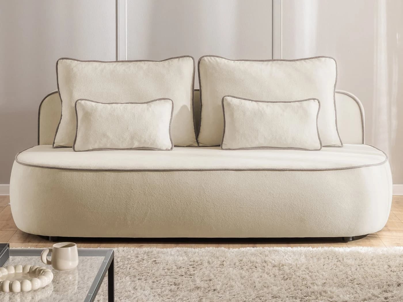 S-Style Schlafsofa Vero Plüschstoff Bettkasten Grau - Bild 3