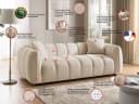 S-Style Möbel Sofa 3-Sitzer Nubira Hellbeige Strukturstoff Bubble-Optik Bild 3