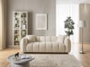 S-Style Möbel Sofa 3-Sitzer Nubira Hellbeige Strukturstoff Bubble-Optik Bild 5
