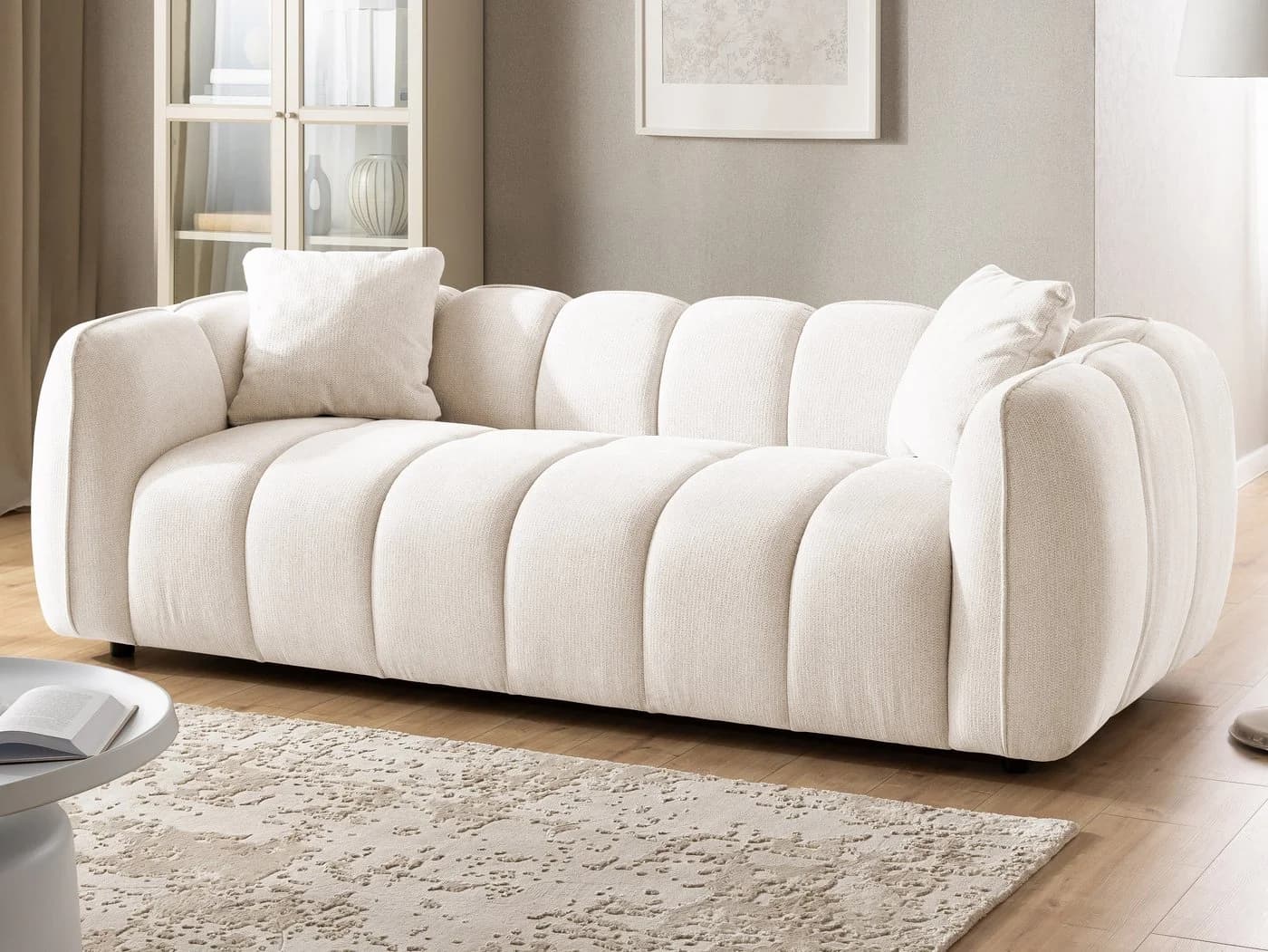 S-Style Möbel Polstergarnitur Nubira Beige Bubble-Optik