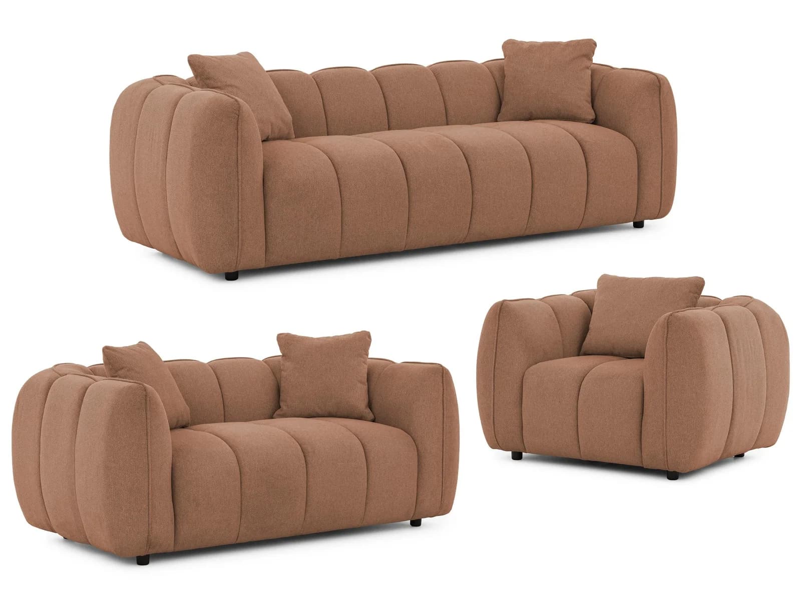 SITZGARNITUR 3+2+1 Nubira Terrakotta Bubble-Optik Modern