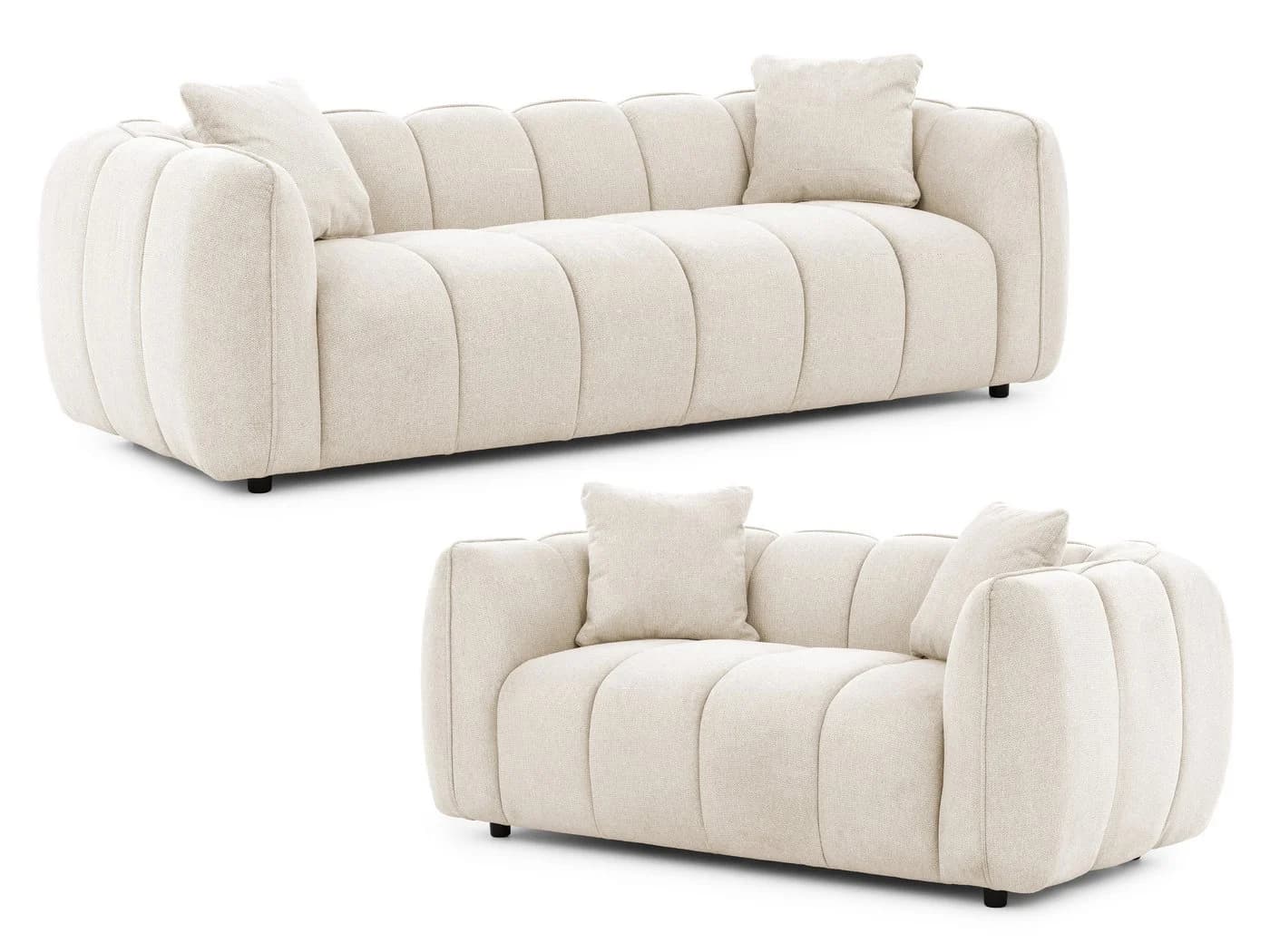 S-Style Möbel Polstergarnitur Nubira 3+2 Hellbeige Bubble-Optik - Bild 2