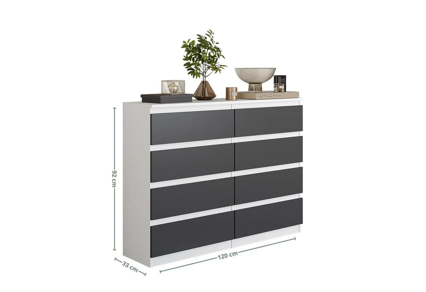 Furnica Kommode Weiß Matt 8 Schubladen Modernes Design