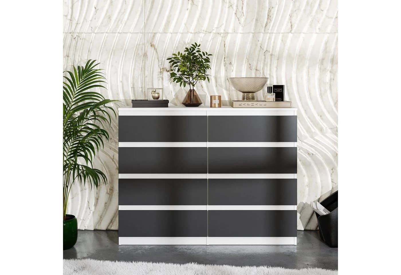 Furnica Kommode Weiß Matt 8 Schubladen Modernes Design - Bild 5