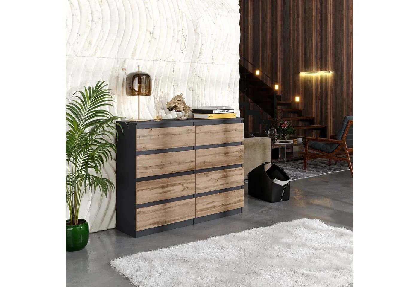 Furnica Kommode Anthrazit 120 cm mit 8 Schubladen - Bild 3